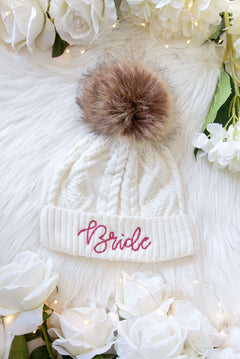 Babe and Bride Knitted Pom Pom Beanies