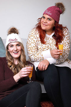 Babe and Bride Knitted Pom Pom Beanies